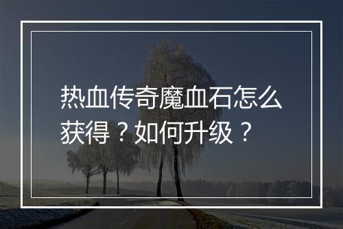 热血传奇魔血石怎么获得？如何升级？