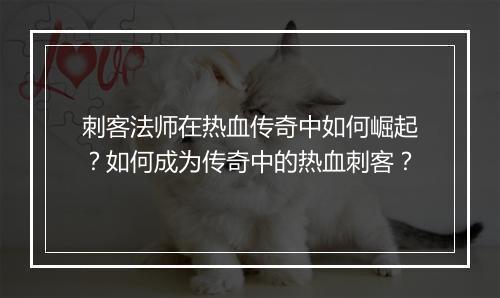 刺客法师在热血传奇中如何崛起？如何成为传奇中的热血刺客？