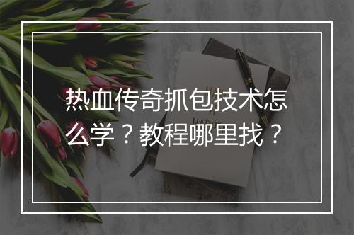 热血传奇抓包技术怎么学？教程哪里找？