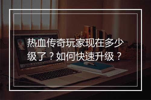 热血传奇玩家现在多少级了？如何快速升级？