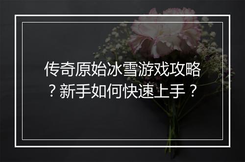 传奇原始冰雪游戏攻略？新手如何快速上手？