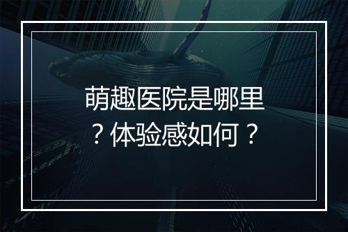 萌趣医院是哪里？体验感如何？