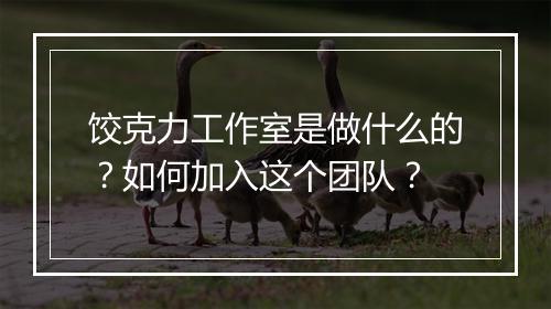 饺克力工作室是做什么的？如何加入这个团队？