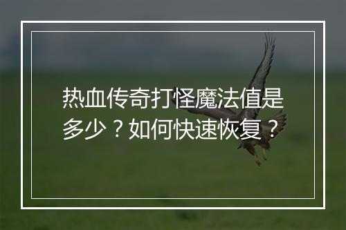 热血传奇打怪魔法值是多少？如何快速恢复？