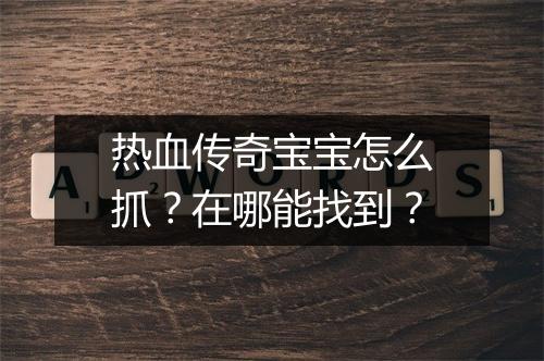 热血传奇宝宝怎么抓？在哪能找到？
