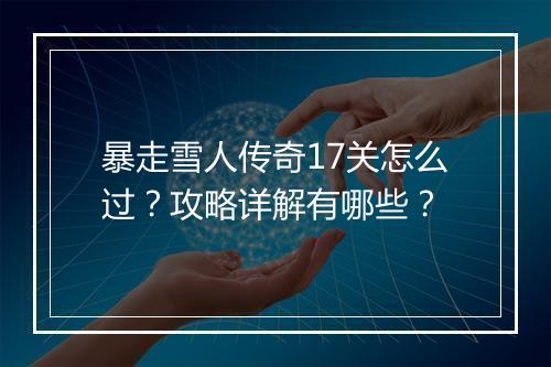 暴走雪人传奇17关怎么过？攻略详解有哪些？
