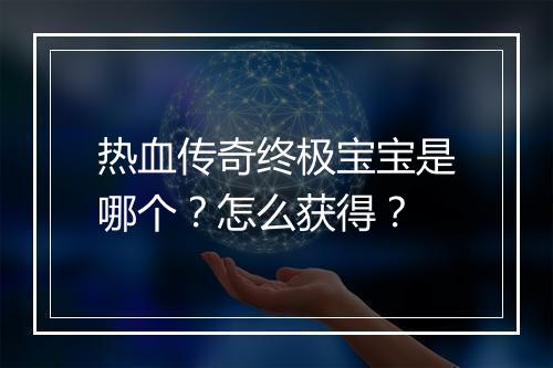 热血传奇终极宝宝是哪个？怎么获得？