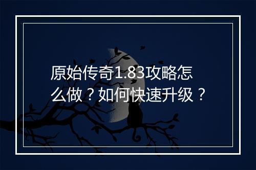 原始传奇1.83攻略怎么做？如何快速升级？