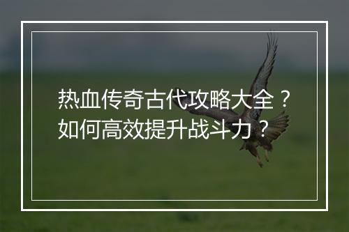 热血传奇古代攻略大全？如何高效提升战斗力？