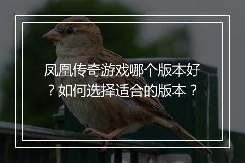 凤凰传奇游戏哪个版本好？如何选择适合的版本？