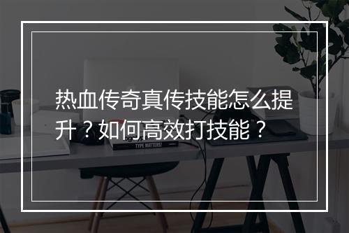 热血传奇真传技能怎么提升？如何高效打技能？