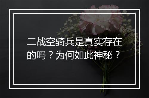 二战空骑兵是真实存在的吗？为何如此神秘？