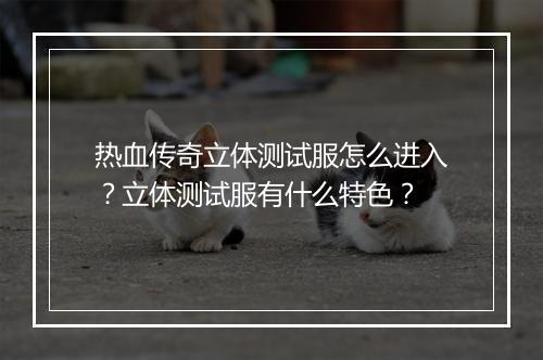 热血传奇立体测试服怎么进入？立体测试服有什么特色？