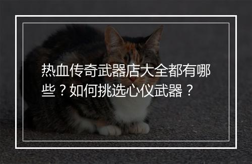 热血传奇武器店大全都有哪些？如何挑选心仪武器？