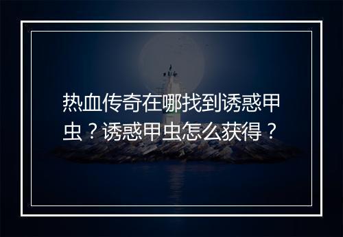 热血传奇在哪找到诱惑甲虫？诱惑甲虫怎么获得？