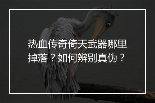 热血传奇倚天武器哪里掉落？如何辨别真伪？