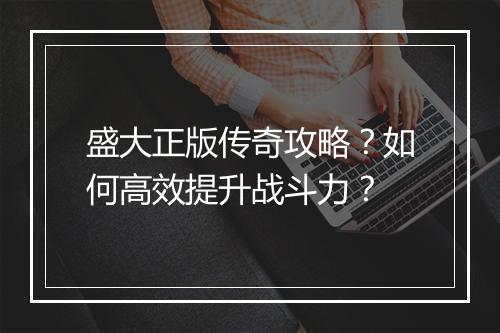 盛大正版传奇攻略？如何高效提升战斗力？