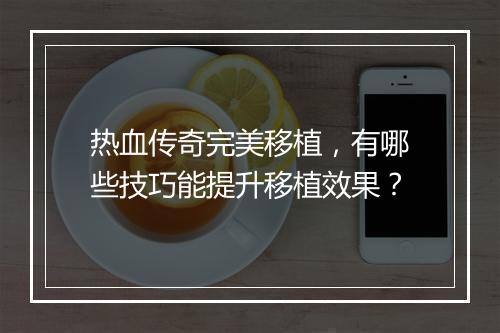 热血传奇完美移植，有哪些技巧能提升移植效果？