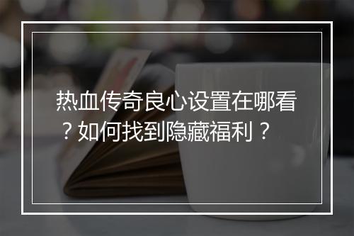 热血传奇良心设置在哪看？如何找到隐藏福利？