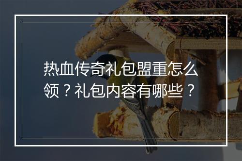 热血传奇礼包盟重怎么领？礼包内容有哪些？