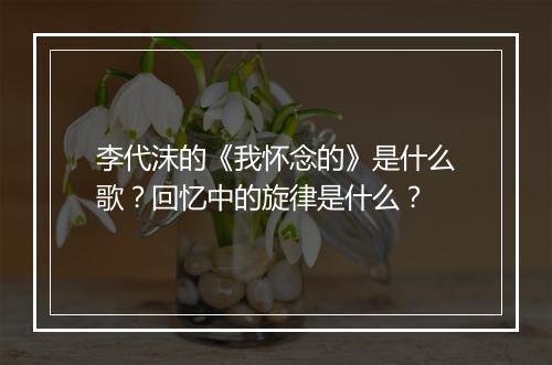 李代沫的《我怀念的》是什么歌？回忆中的旋律是什么？