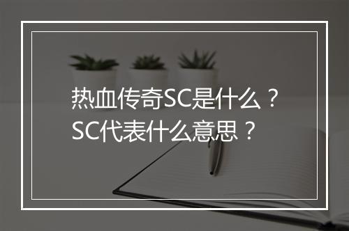 热血传奇SC是什么？SC代表什么意思？