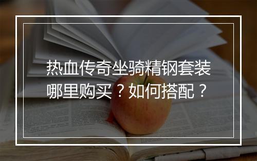 热血传奇坐骑精钢套装哪里购买？如何搭配？