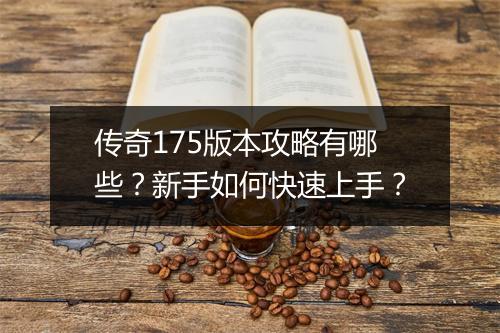 传奇175版本攻略有哪些？新手如何快速上手？