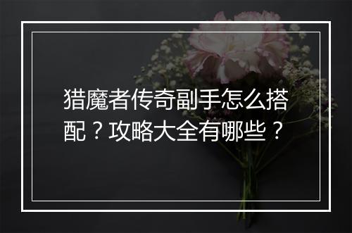 猎魔者传奇副手怎么搭配？攻略大全有哪些？