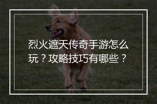 烈火遮天传奇手游怎么玩？攻略技巧有哪些？