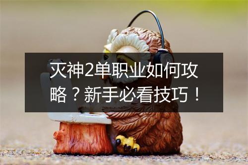 灭神2单职业如何攻略？新手必看技巧！