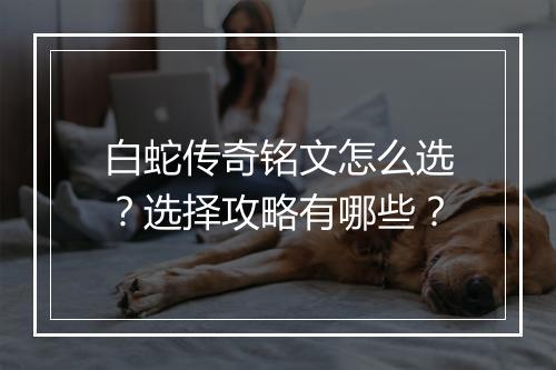 白蛇传奇铭文怎么选？选择攻略有哪些？