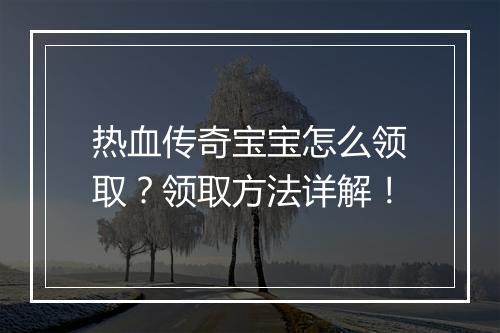 热血传奇宝宝怎么领取？领取方法详解！