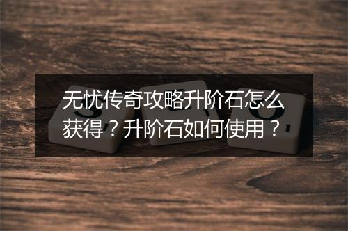 无忧传奇攻略升阶石怎么获得？升阶石如何使用？