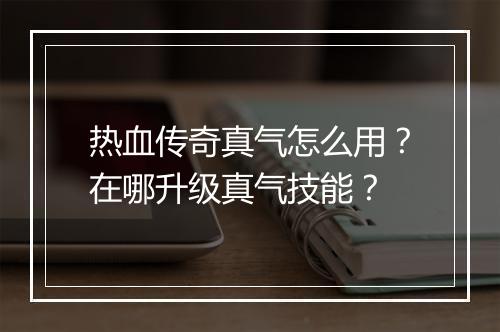 热血传奇真气怎么用？在哪升级真气技能？