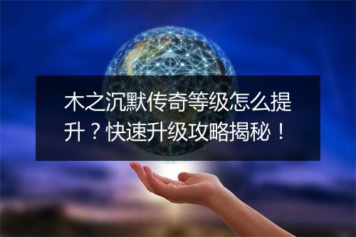 木之沉默传奇等级怎么提升？快速升级攻略揭秘！