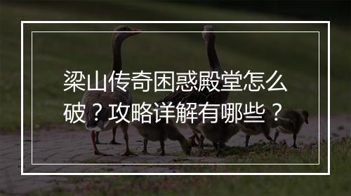 梁山传奇困惑殿堂怎么破？攻略详解有哪些？