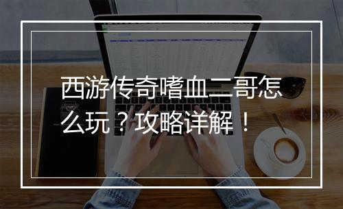 西游传奇嗜血二哥怎么玩？攻略详解！