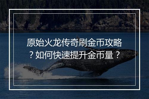 原始火龙传奇刷金币攻略？如何快速提升金币量？