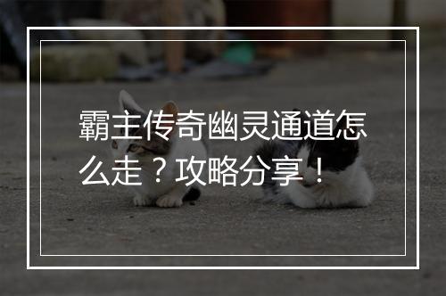 霸主传奇幽灵通道怎么走？攻略分享！