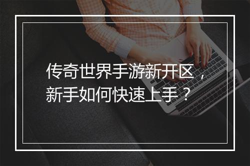 传奇世界手游新开区，新手如何快速上手？