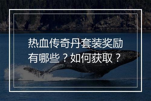 热血传奇丹套装奖励有哪些？如何获取？
