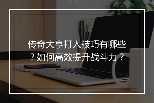 传奇大亨打人技巧有哪些？如何高效提升战斗力？