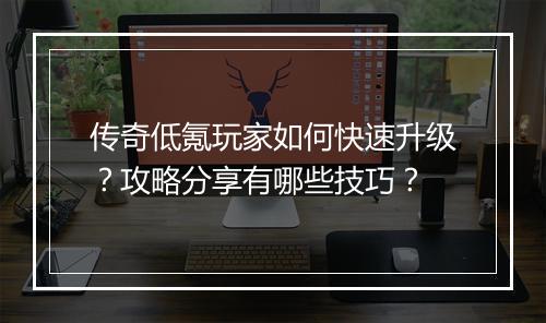 传奇低氪玩家如何快速升级？攻略分享有哪些技巧？