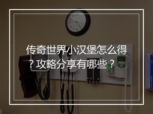 传奇世界小汉堡怎么得？攻略分享有哪些？