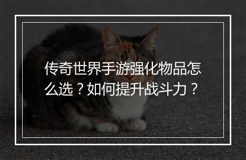 传奇世界手游强化物品怎么选？如何提升战斗力？
