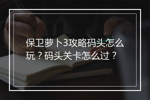 保卫萝卜3攻略码头怎么玩？码头关卡怎么过？