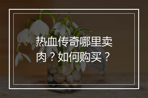 热血传奇哪里卖肉？如何购买？