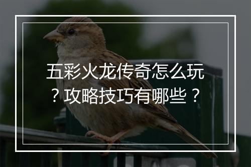 五彩火龙传奇怎么玩？攻略技巧有哪些？
