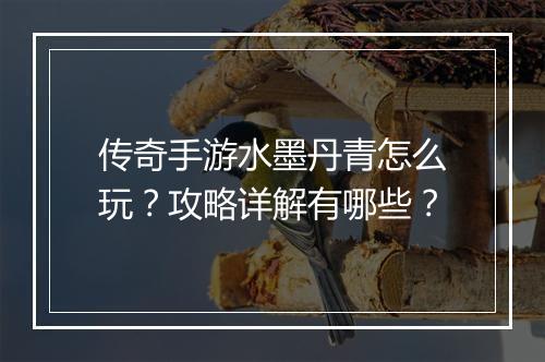 传奇手游水墨丹青怎么玩？攻略详解有哪些？